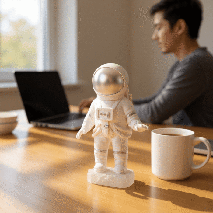 Polynesian Astronaut Showpiece – White Decorative Sculpture for Home, Office & Space-Themed Décor