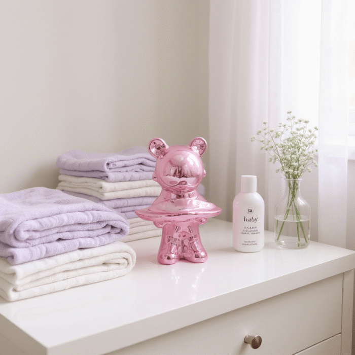 "Teal Metallic Bear Showpiece with Accessories Tray – Modern Decorative Figurine Organizer for Keys, Jewelry & Small Items"