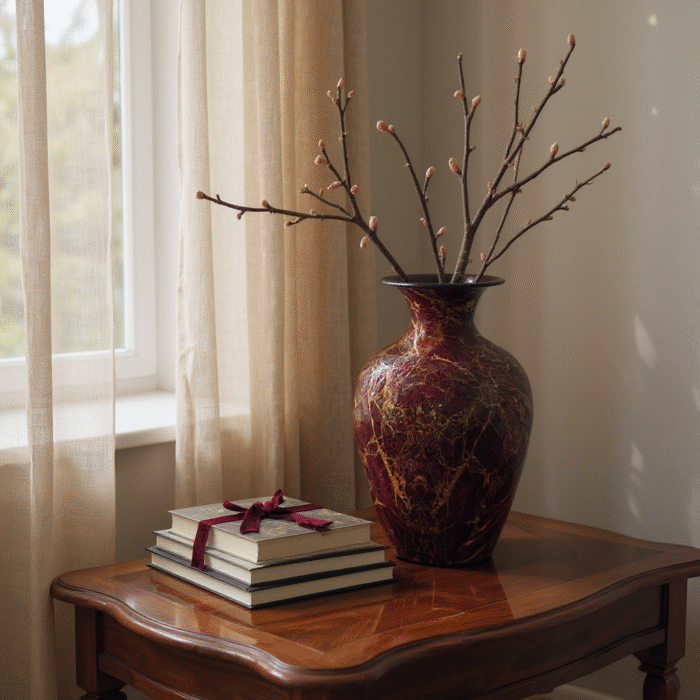 Non-Breakable Marble Finish Flower Vase – Elegant Lightweight Vase for Home, Office & Table Décor (24 cm), weight 269