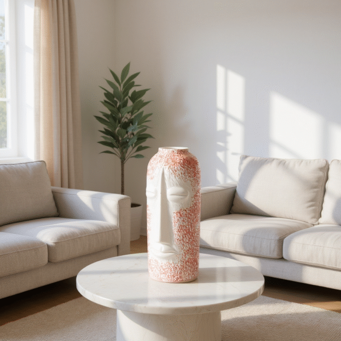 Ceramic Human Face Flower Vase – Modern Decorative Pot for Home & Office | Unique Artistic Showpiece (28 cmX11 cm). Weight – 1.37