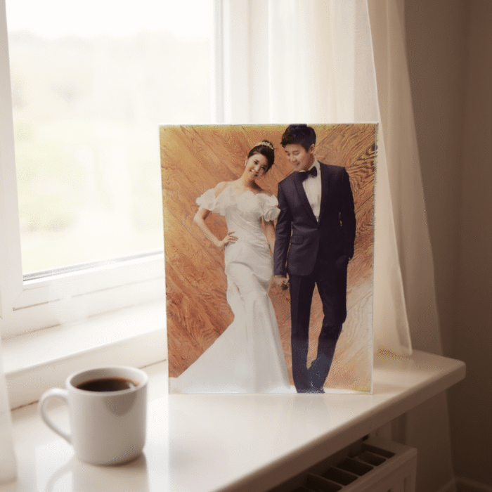 Couple Photo Pen Stand – Personalized Wooden Desk Organizer