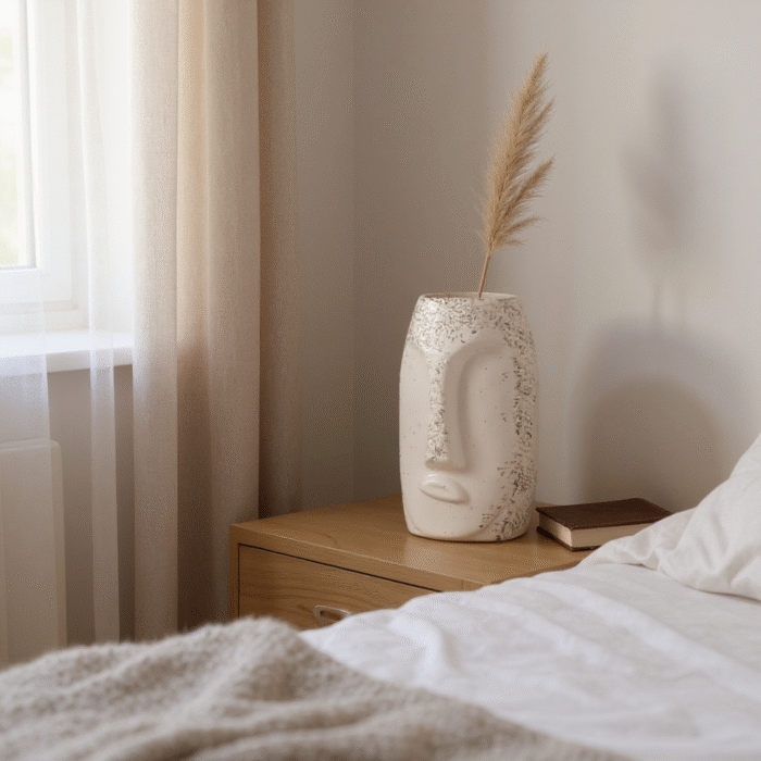 Ceramic Human Face Flower Vase – Modern Decorative Pot for Home & Office | Unique Artistic Showpiece 20 cm