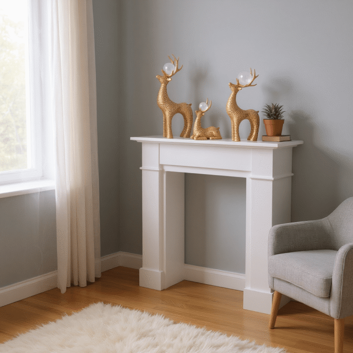 Golden & Silver Deer Showpiece Set of 3 – Elegant Decorative Figurines with Crystal Antlers for Home, Office & Gifting