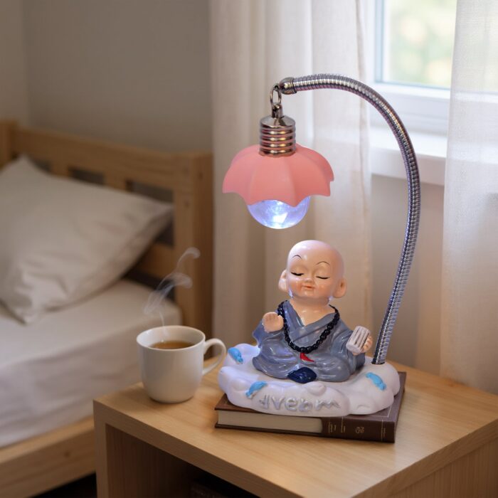 7 Inch Cute Buddha Statue with LED White Light | Battery Operated Decorative Showpiece for Home, Office & Gifting